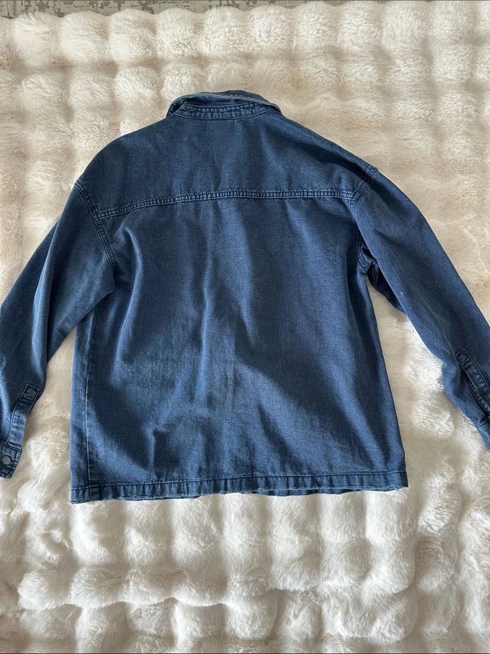 Zara Navy Patchwork Snap-Front Denim Jacket
